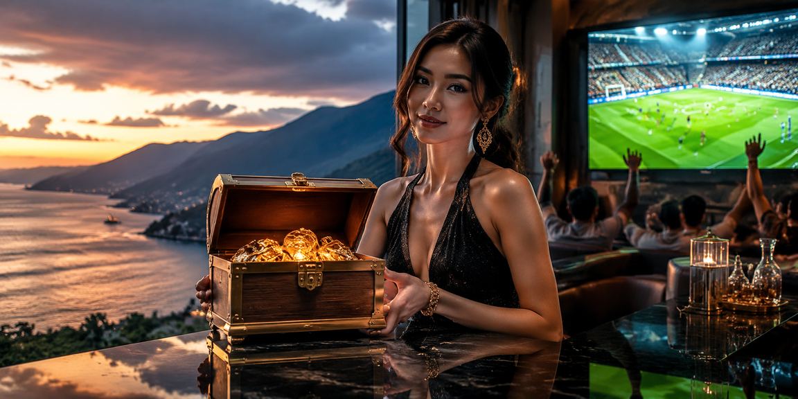 Model Vietnam tampil percaya diri di depan backdrop neon taruhan olahraga online yang berwarna-warni
